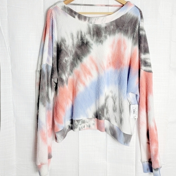 Flirtitude Active Athleisure Open Back Tie Dye Women's Sweatshirt Plus Size XXL - Picture 1 of 7